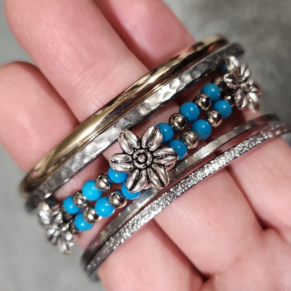 Bracelet lot silver faux Turquoise